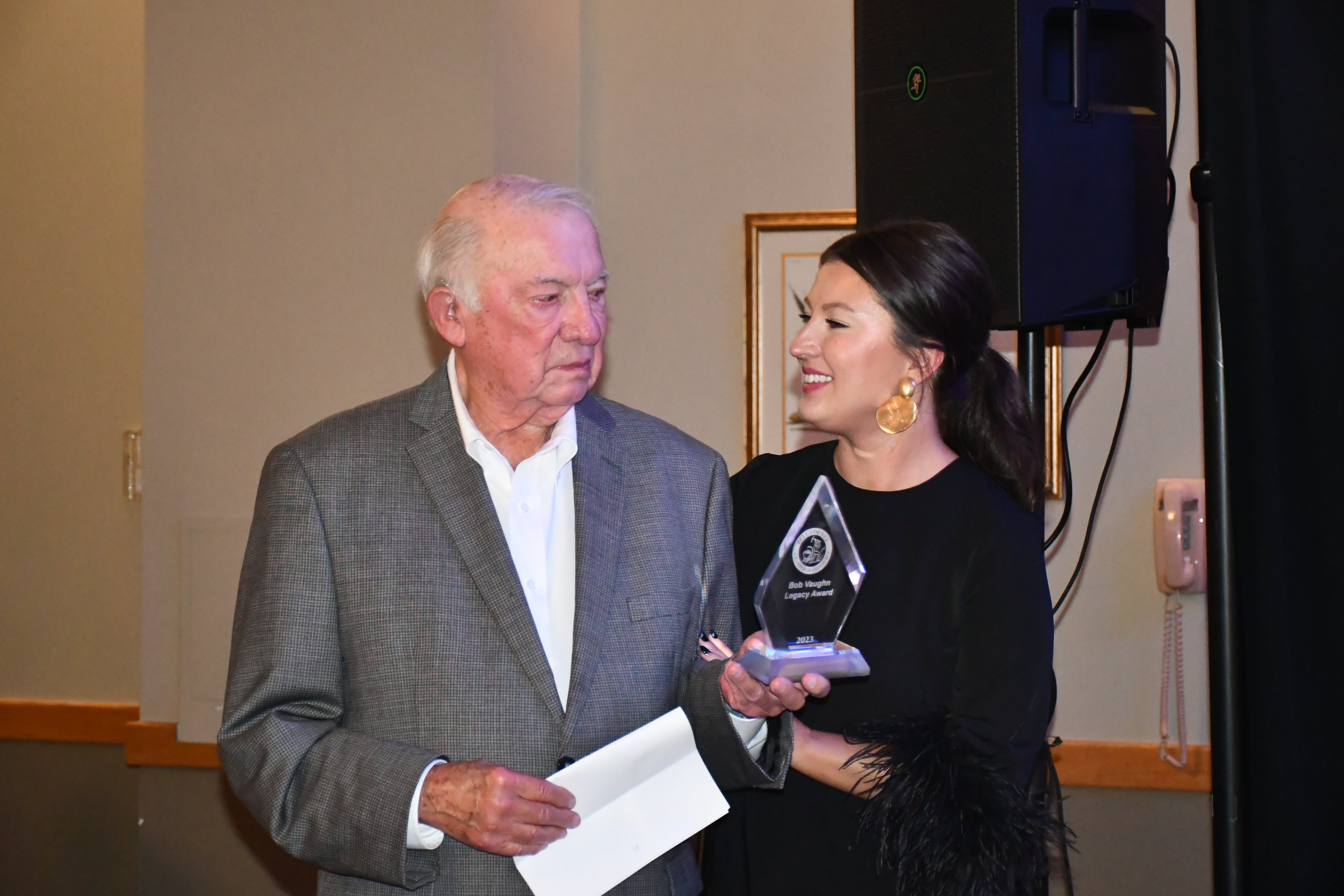 BOB VAUGHN LEGACY AWARD WINNER (BOB VAUGHN, LEFT) AND WITH BELL COUNTY  CHAMBER OF COMMERCE DIRECTOR MELISSA TURNER (RIGHT)