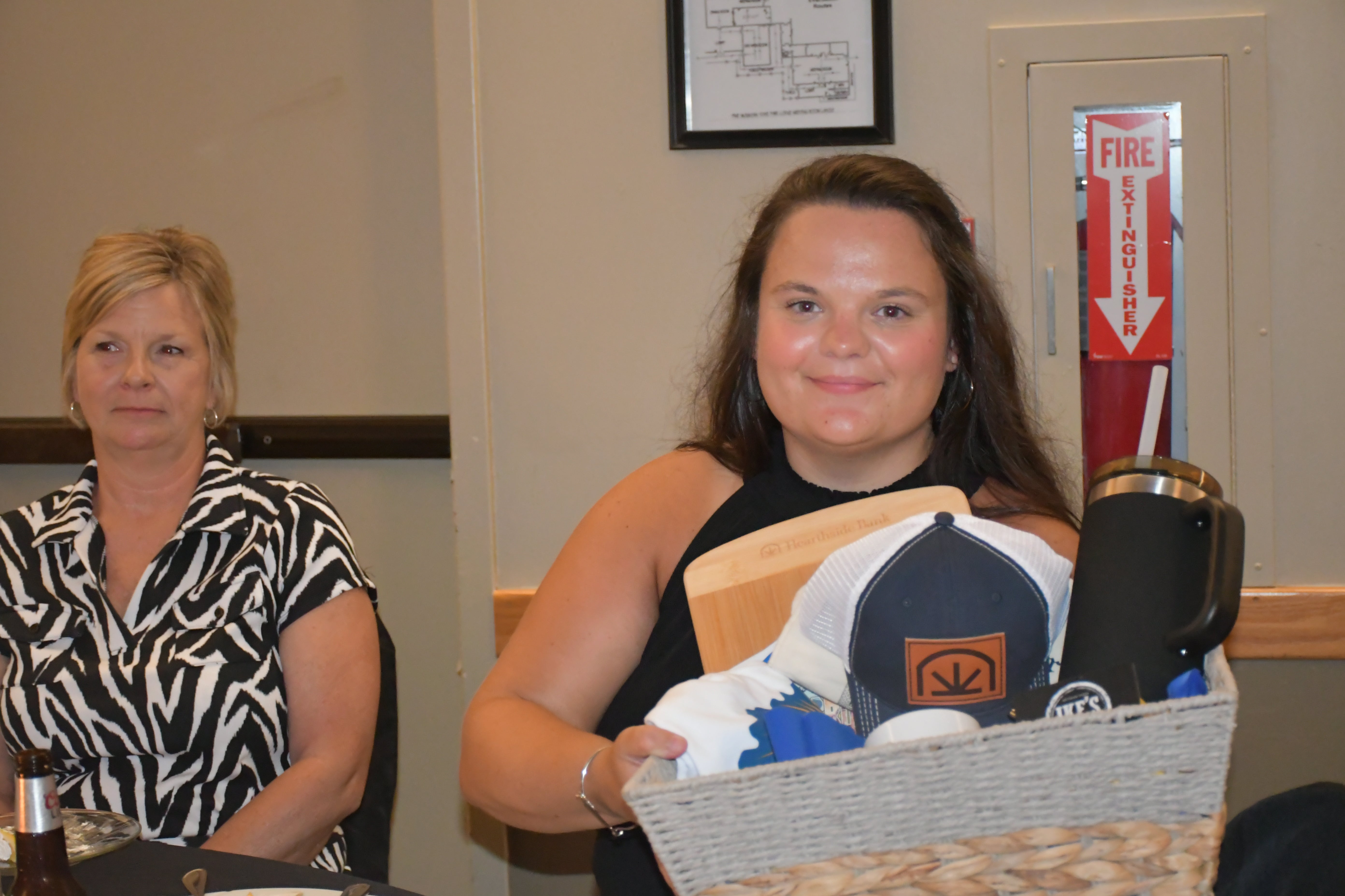 Several door prizes were given away at the Bell County Chamber dinner, such as this basket from Hearthside Bank.