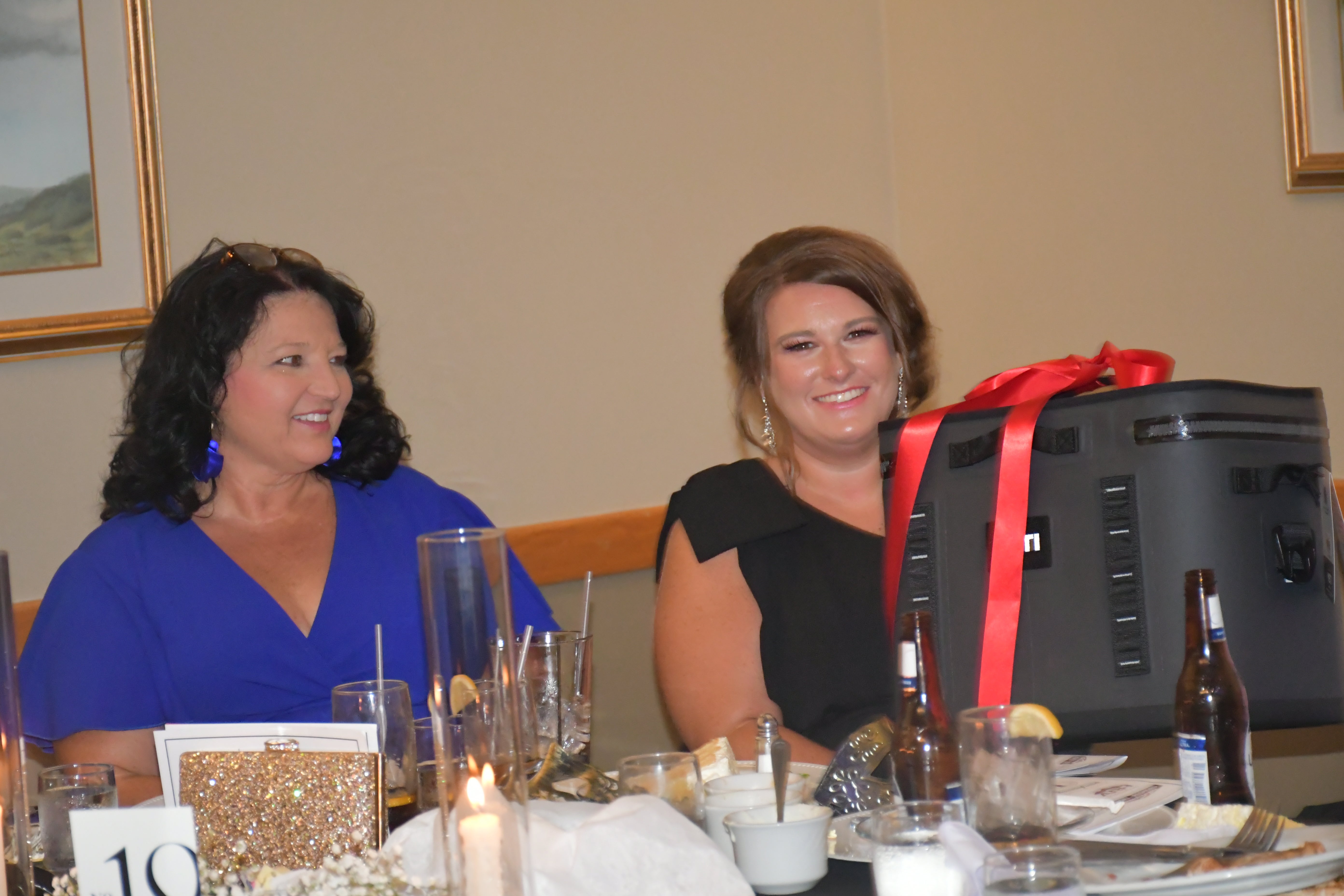 Several door prizes were given away at the Bell County Chamber dinner, such as this basket including a Yeti Cooler. 